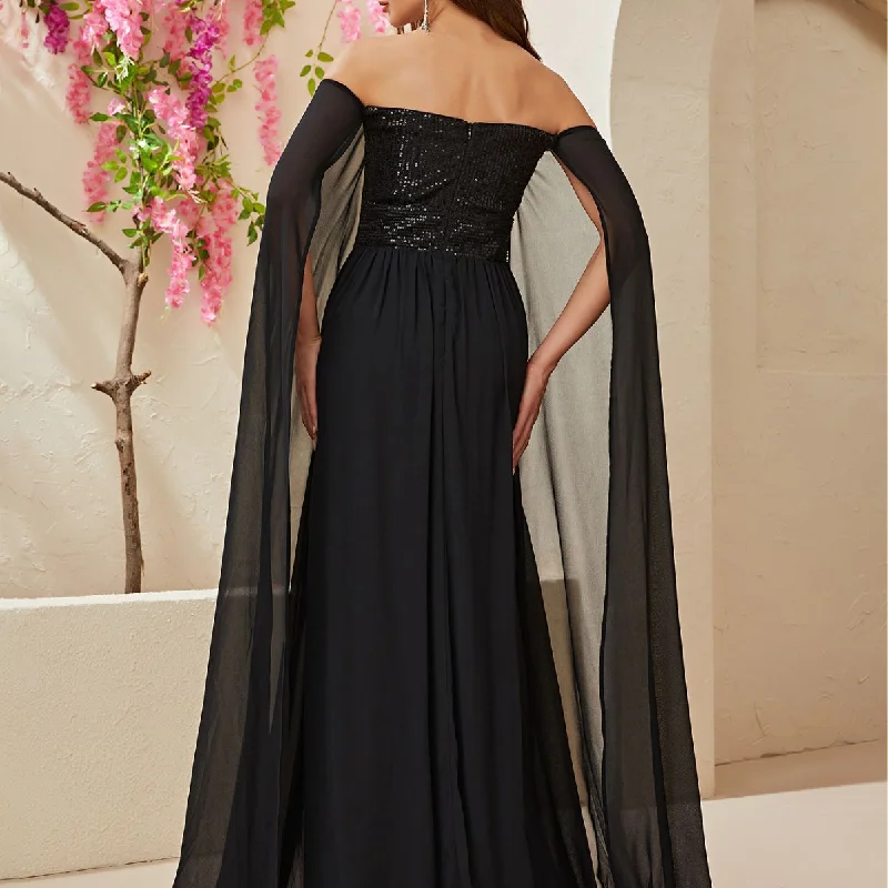 NiDELL New Elegant Dress Chiffon Sequined off-Shoulder Long Dress Senior Evening Dress for Women-Ssn061 NiDELL New Elegant Dress Chiffon Sequined off-Shoulder Long Dress Senior Evening Dress for Women-Ssn061