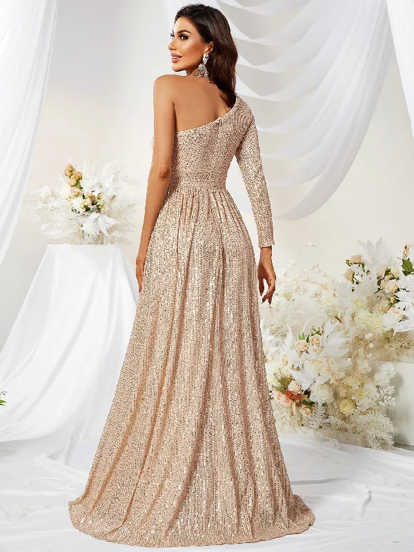 NiDELL New Sequined One-Sleeve Side Waist Hollow out Prom Evening Dress Fishtail Elegant Dress-Mgw278 NiDELL New Sequined One-Sleeve Side Waist Hollow out Prom Evening Dress Fishtail Elegant Dress-Mgw278
