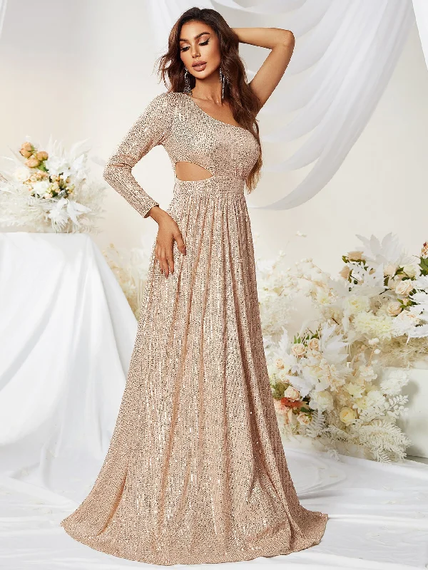 NiDELL New Sequined One-Sleeve Side Waist Hollow out Prom Evening Dress Fishtail Elegant Dress-Mgw278 NiDELL New Sequined One-Sleeve Side Waist Hollow out Prom Evening Dress Fishtail Elegant Dress-Mgw278