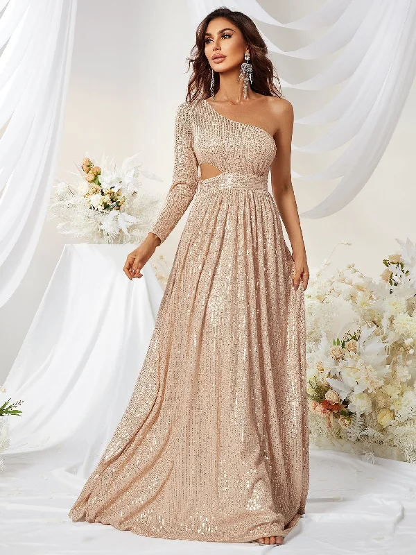 NiDELL New Sequined One-Sleeve Side Waist Hollow out Prom Evening Dress Fishtail Elegant Dress-Mgw278 NiDELL New Sequined One-Sleeve Side Waist Hollow out Prom Evening Dress Fishtail Elegant Dress-Mgw278