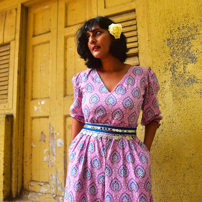 Cotton Jumpsuit | Handblock Printed | Lavender
