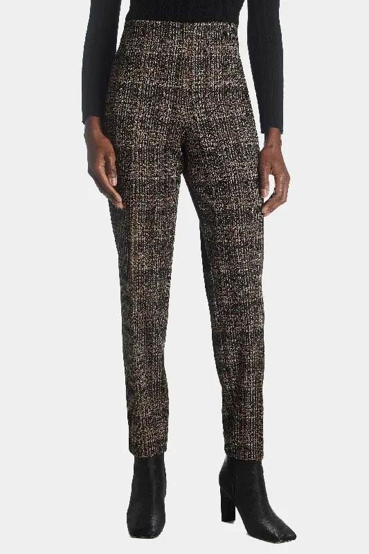Plaid Ponte Pull On Slim Ankle Pant
