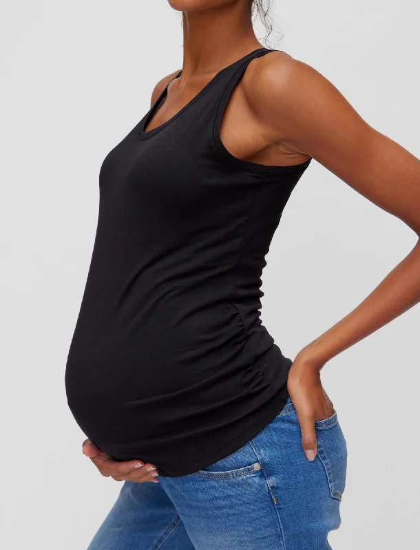 side-ruched-maternity-tank-top-95462-01-black side-ruched-maternity-tank-top-95462-01-black