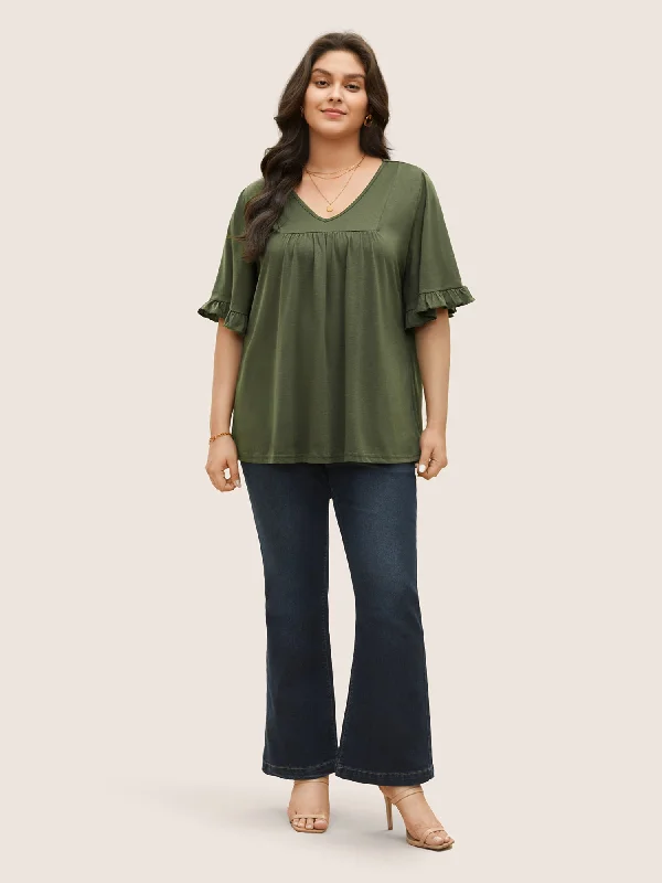 solid-gathered-ruffle-trim-flounce-sleeve-t-shirt